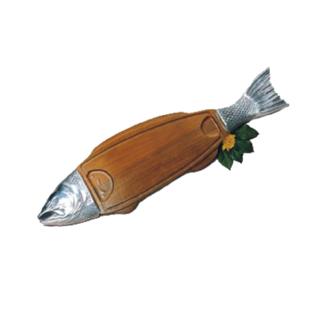 Bon Chef 9004CGRN Salmon Dish 8" X 36" Wood Body & Aluminum Head & Tail With Ceramic-look Coating