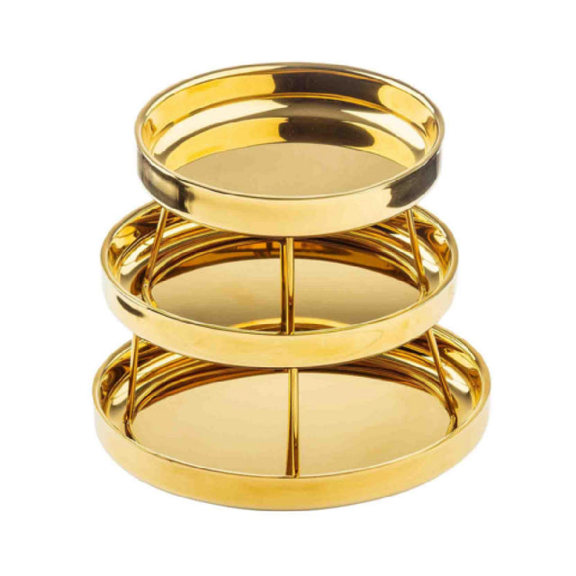 TableCraft Products 13451 - Three-Tiered Seafood Tower, 14-1/4"W X 14"D X 14"H, Gold Mirror