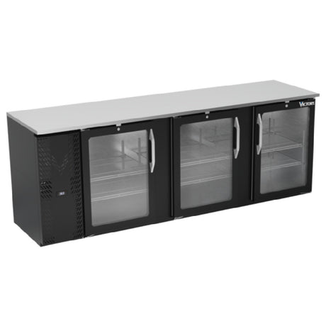 Victory VBBN94HC-G-B - Back Bar Refrigerator, Three-section, 94"W X 25-11/16"D X 34"H