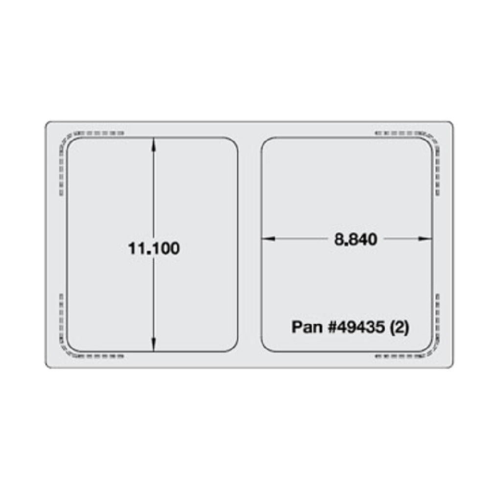 Vollrath 8243014 Miramar™ Single Size Template For Miramar™ Cookware Stainless Steel Plain Edge (2) Small Food Pan Cutouts