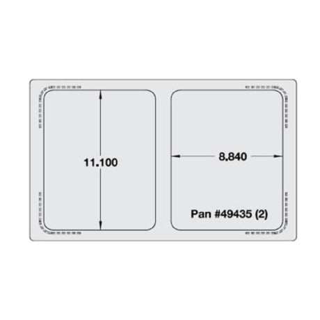 Vollrath 8243014 Miramar™ Single Size Template For Miramar™ Cookware Stainless Steel Plain Edge (2) Small Food Pan Cutouts