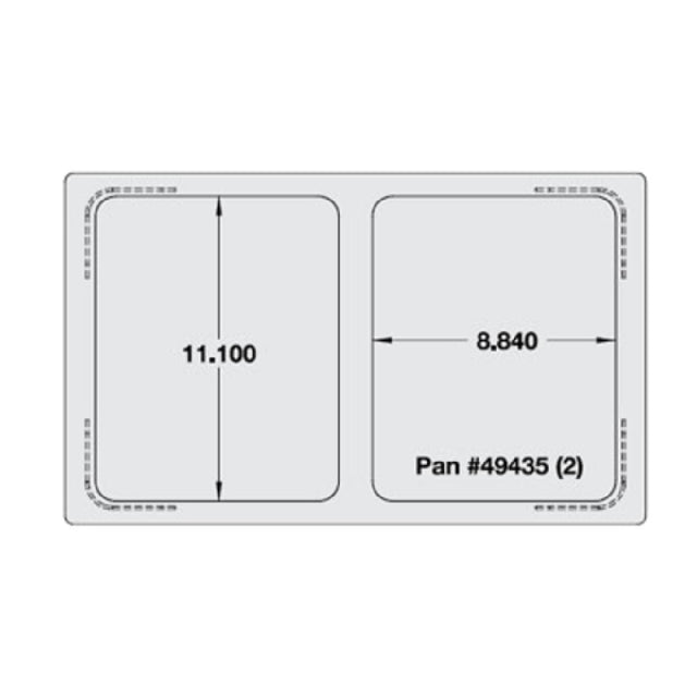 Vollrath 8243014 Miramar™ Single Size Template For Miramar™ Cookware Stainless Steel Plain Edge (2) Small Food Pan Cutouts