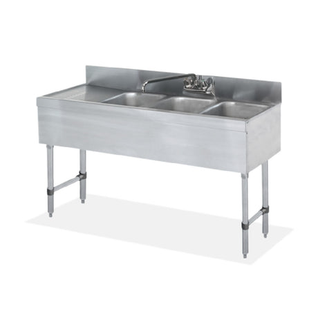 Steel Works Stainless SWBAR3B48-L Three Compartment Underbar Sink 48" X 18-3/4" X 33"H