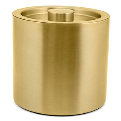 FOH RIB024GOS21 3qt Round Brushed Stainless Ice Bucket Matte Brass Includes One RIB024GOS21-BTM 3 Qt Round Brushed Stainless Ice Bucket Base Matte Brass