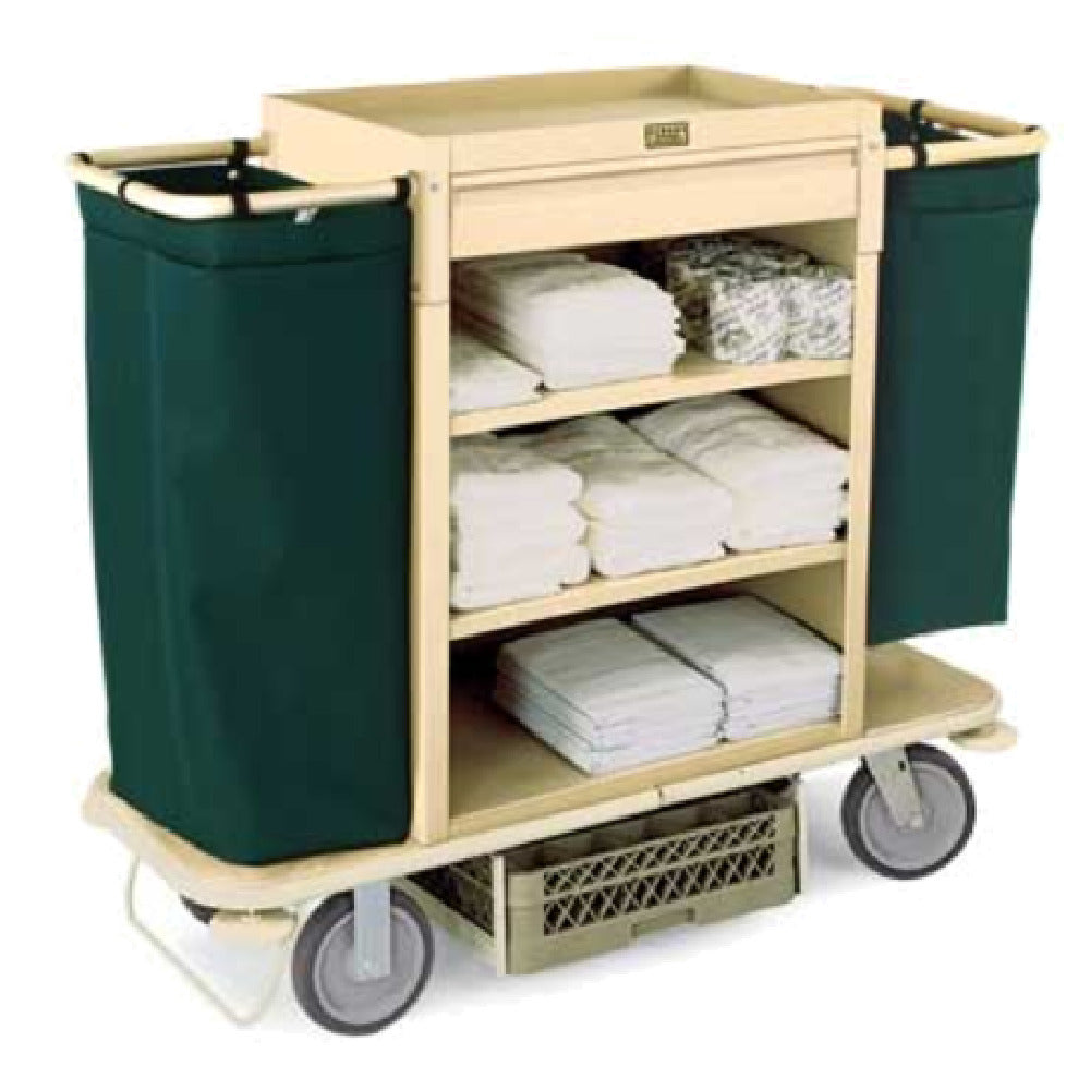 Forbes Industries 2200-38 Plastic Housekeeping Cart Three Shelves In A 30" W X 19" D X 38" H Cabinet With 2" Deep Top Tray