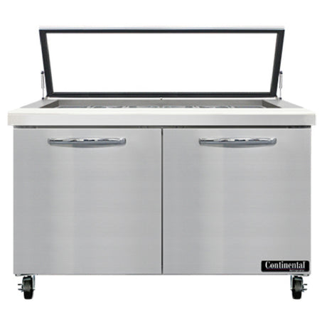 Continental Refrigerator SW48N18M-HGL Mighty Top Sandwich Unit With Hinged Glass Lid