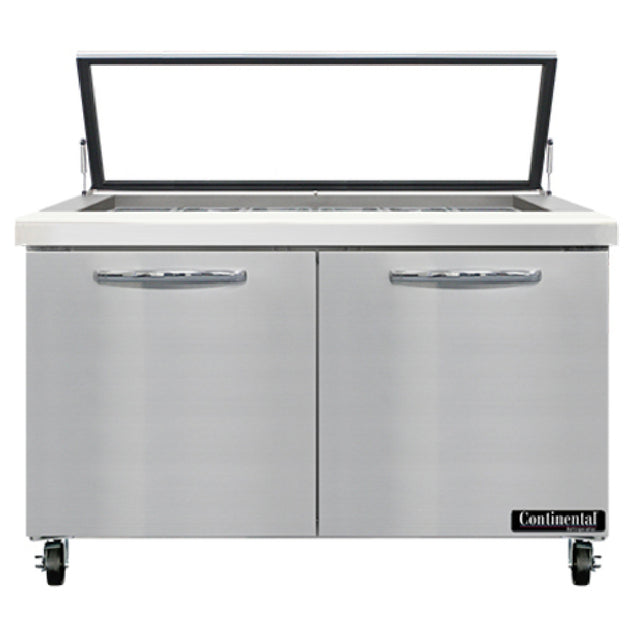 Continental Refrigerator SW48N18M-HGL Mighty Top Sandwich Unit With Hinged Glass Lid