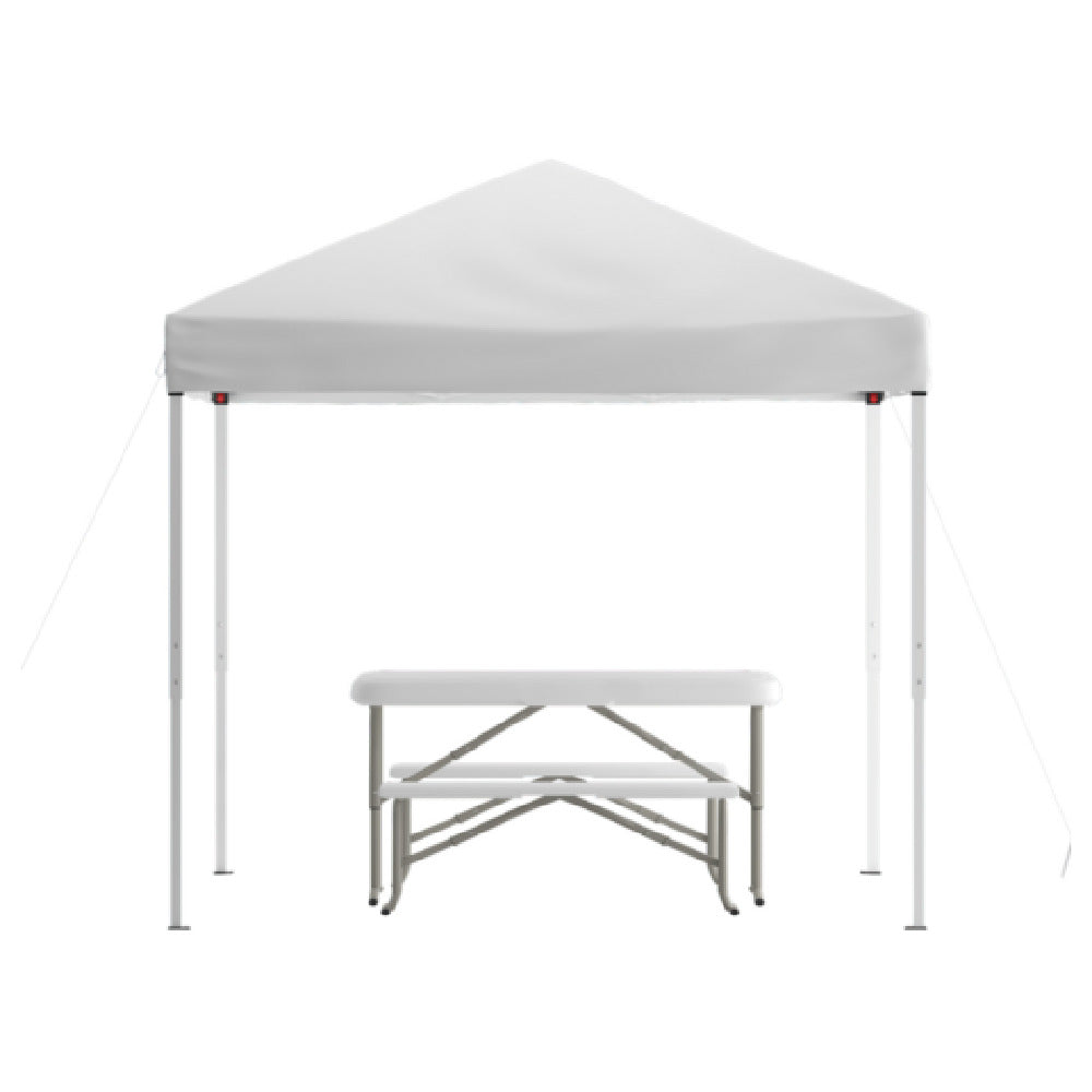 Flash Furniture JJ-GZ88103-WH-GG Kramer Pop-up Canopy Tent And Folding Table With Bench Set