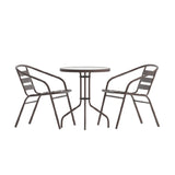 Flash Furniture TLH-071RD-017CBZ2-GG Lila Table & Seat Set 23-3/4" Dia. Glass Top Metal Table