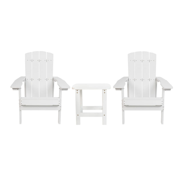 Flash Furniture JJ-C14501-2-T14001-WH-GG Adirondack Chairs With Side Table (2) Chairs