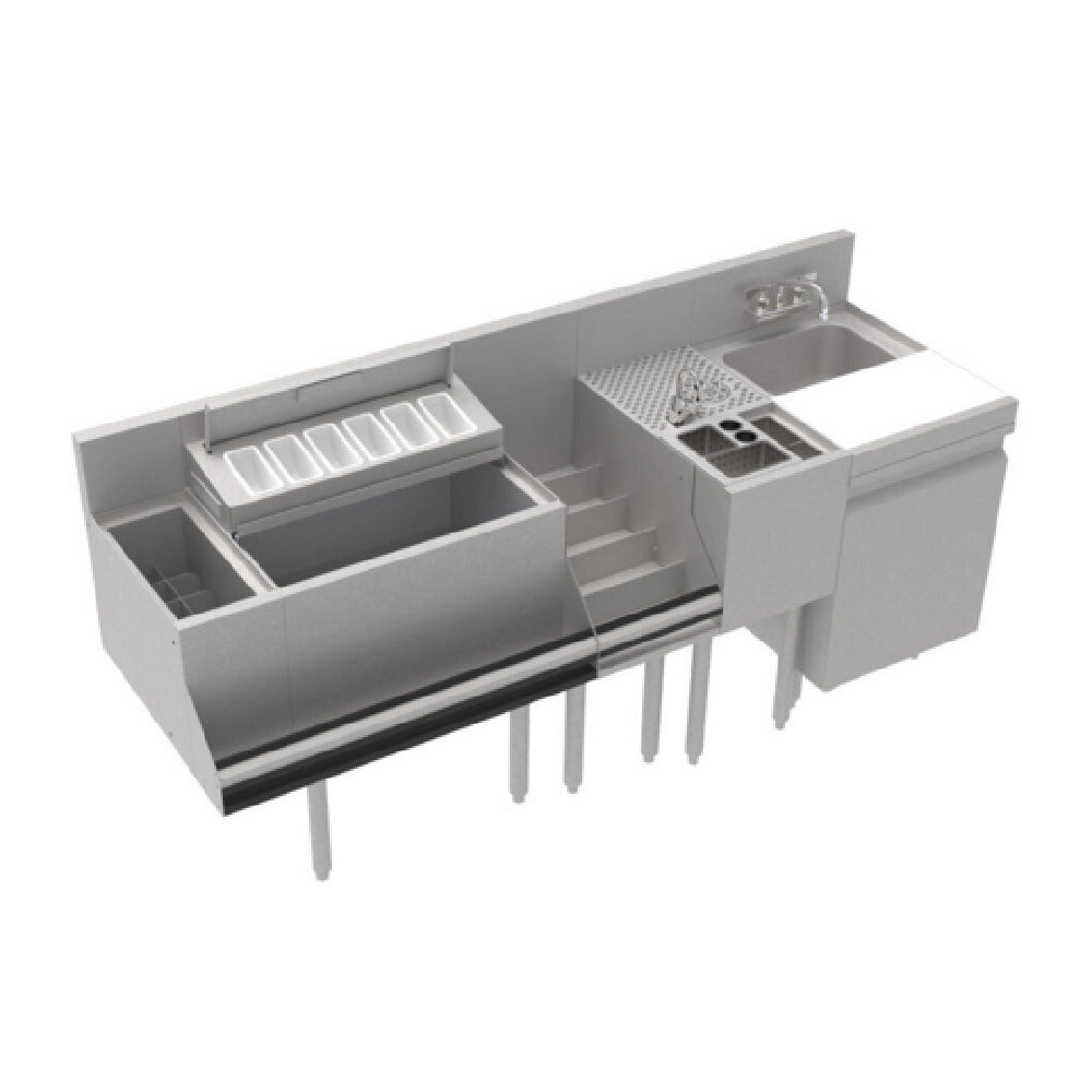 Krowne KR24-MT74-10 Royal Series 74” Workstation With 8” Elixir Well 24” Ice Bin (with 10-Circuit Cold Plate) With Garnish Cover