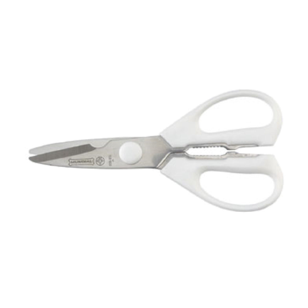 Mundial W656R - Take-A-Part Kitchen Shears, Rounded Tips, Molded White Polypropylene Handles (bulk)