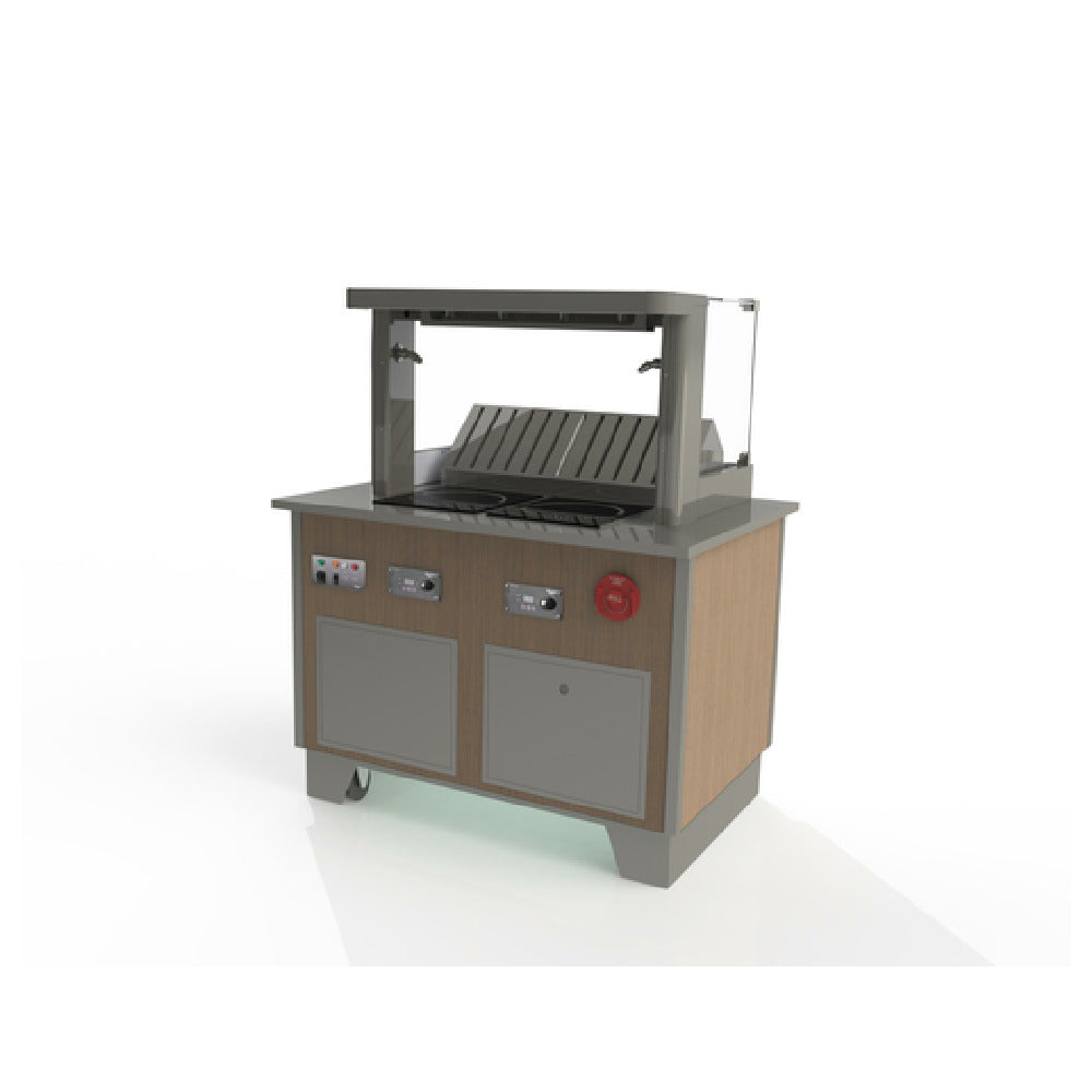 Vollrath 69722S-1-VCR V-Class Custom Downdraft Vent System: Includes Base & 22" Tall Tempered Curved Breathguard With Integrated ANSUL R-102 Fire Suppression System