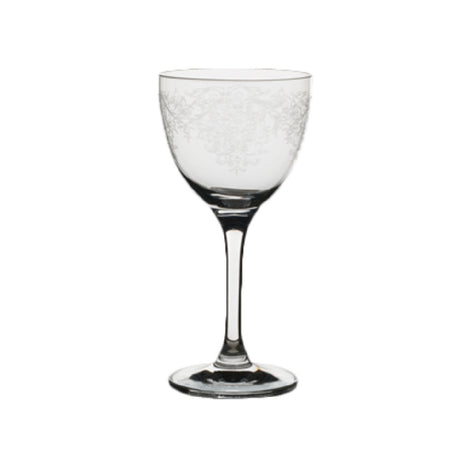 Steelite 4854RB351 Nick & Nora Glass 5-1/2 Oz. (H 5-7/8" M 2-3/4" T 2-3/4" B 2-5/8") Vintage Lace Etched Pattern