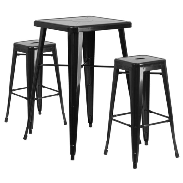 Flash Furniture CH-31330B-2-30SQ-BK-GG Table And Bar Stool Set Includes (1) 27-3/4"W X 27-3/4"D X 40"H Table