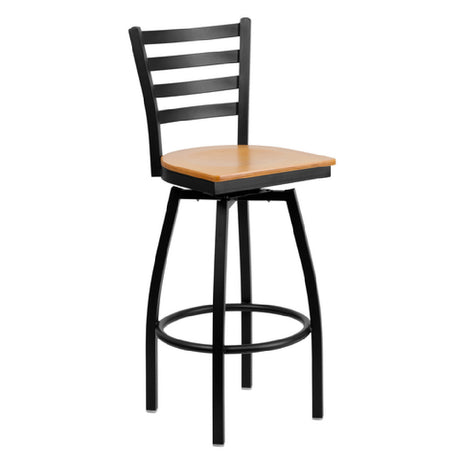 Flash Furniture XU-6F8B-LADSWVL-NATW-GG Hercules Series Bar Stool Metal Ladder Back