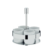 Bauscher Hepp 06.2339.6040 - Sugar Bowl Set, Includes: 5-1/2" Dia. X 5-1/4"H 18/10 Stainless Steel Stand & (4) Porcelain Sugar Bowls