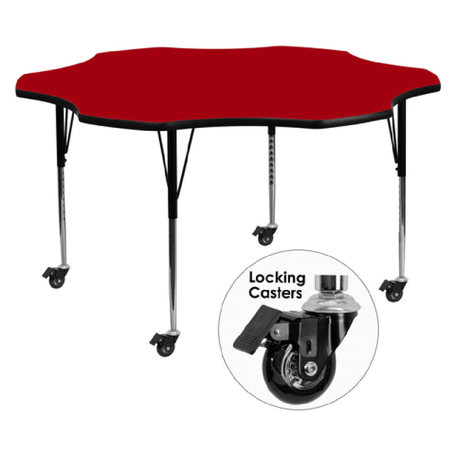 Flash Furniture XU-A60-FLR-RED-T-A-CAS-GG Activity Table 60"W X 60"D X 22-1/4" To 30-2/5" Adjustable Height