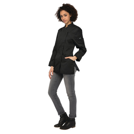 Chef Works CES03WBLKXS Women's Marrakesh V-Series Chef Coat Single-breasted Long Sleeves