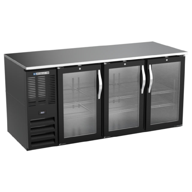 Beverage Air BB72HC-FG-B - Refrigerated Food Rated Back Bar Storage Cabinet, Three-section