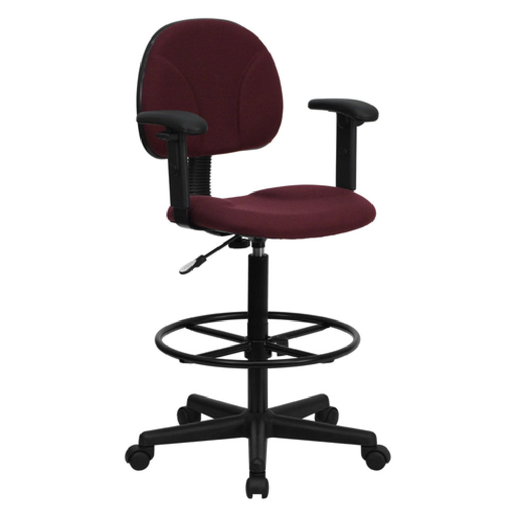 Flash Furniture BT-659-BY-ARMS-GG Ergonomic Swivel Drafting Stool 38-1/4" To 42-3/4" Adjustable Height