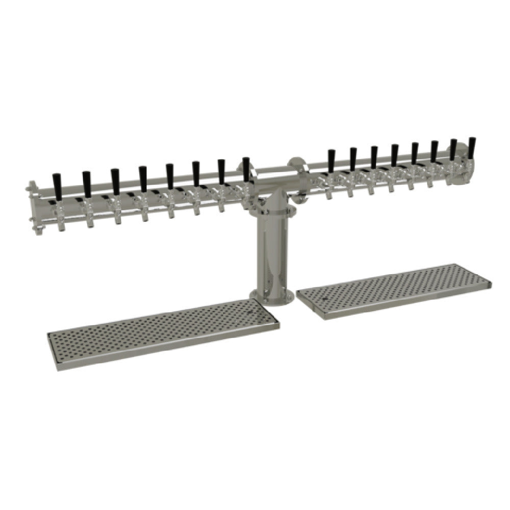 Glastender PT-16-MFR Pipe Tee Draft Dispensing Tower Countertop (16) Stainless Steel Faucets (handles Not Included)