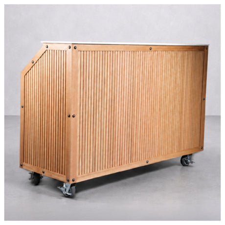 Krowne OBMB-66-B - The Oak & Brass Mobile Bar With Essential Kit Inserts, 70"W, Fully Contained