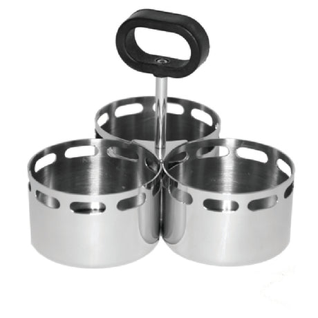 Service Ideas SB-72 Mod18 Steelworks Snack Caddy 3-compartment 3-1/4" Dia. X 2-1/2"H Bowls