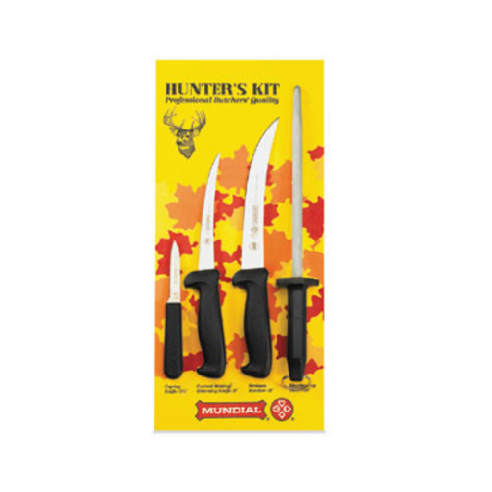 Mundial HS5600-4 - Hunter's Knife Kit, Black Handles, Includes (1) 5607-6,6" Curved Boning/skinning Knife