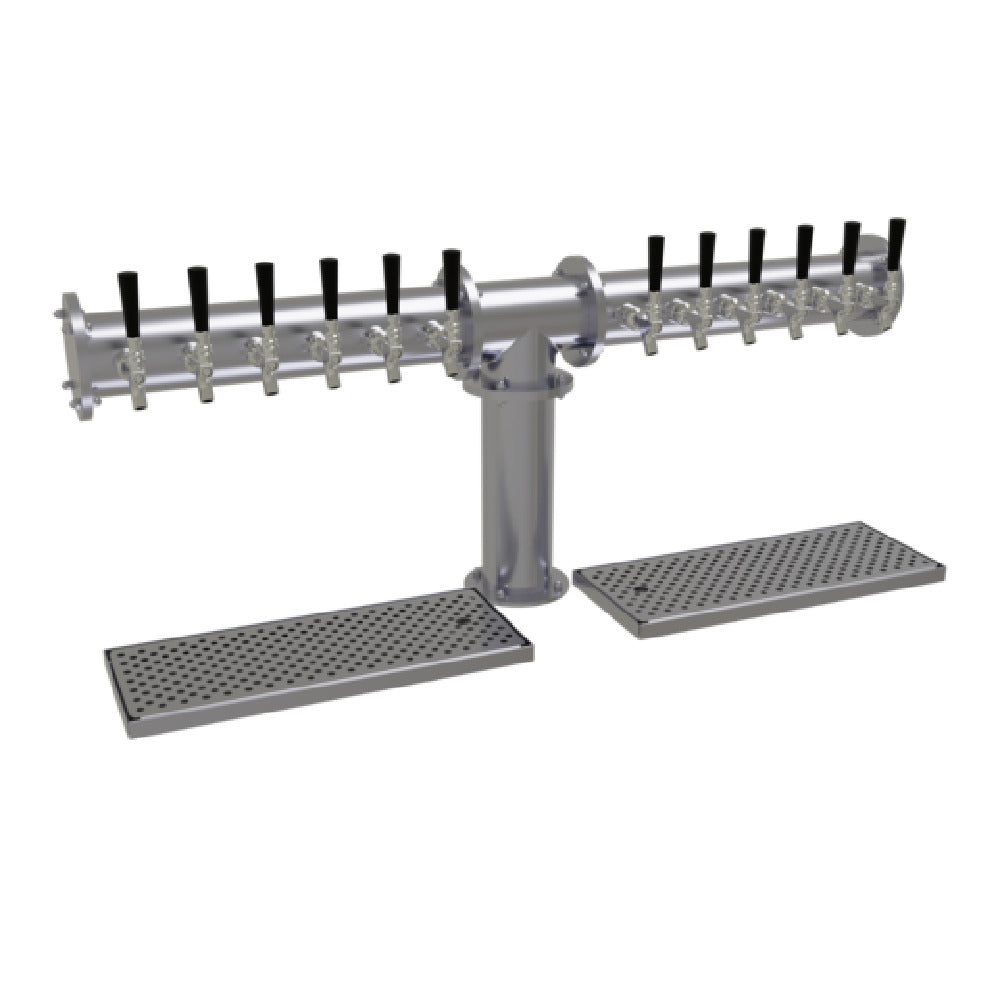 Glastender PT-12-SSR Pipe Tee Draft Dispensing Tower Countertop (12) Stainless Steel Faucets (handles Not Included)