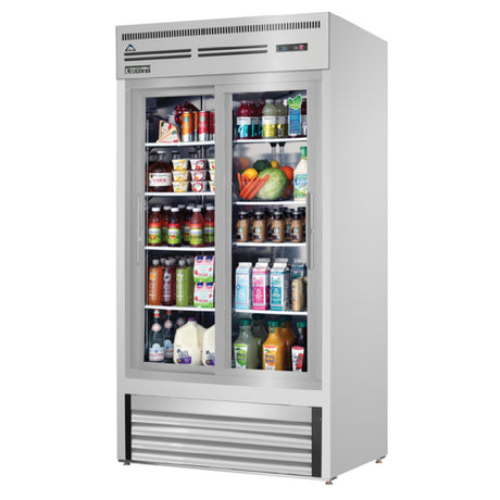 Everest Refrigeration EMGR33-SS Reach-In Glass Door Merchandiser Refrigerator Two-section