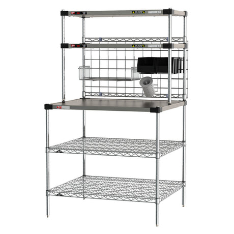 Metro CRHSP-3036 Prep Workstation With Overhead Heated Shelves (1) 36"W X 30"D Reinforced Stainless Steel Shelf