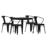 Flash Furniture SB-T11C4-T-BK-GG Helvey Commercial 5 Piece Indoor-Outdoor Table And Chairs