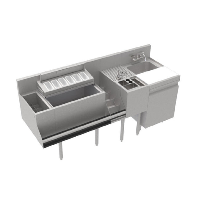 Krowne KR24-MT70 Royal Series 70” Workstation With 8” Elixir Well 24” Ice Bin (no Cold Plate)with Garnish Cover