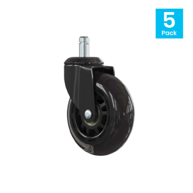 Flash Furniture BL-LB-C-800-GG Waylon Wheel Casters Transparent Polyurethane Black Nylon Skate Style Ribs