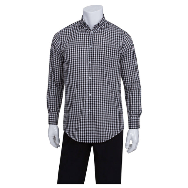 Chef Works D500BWCM Men's Gingham Dress Shirt Long Sleeves 2-button Cuffs