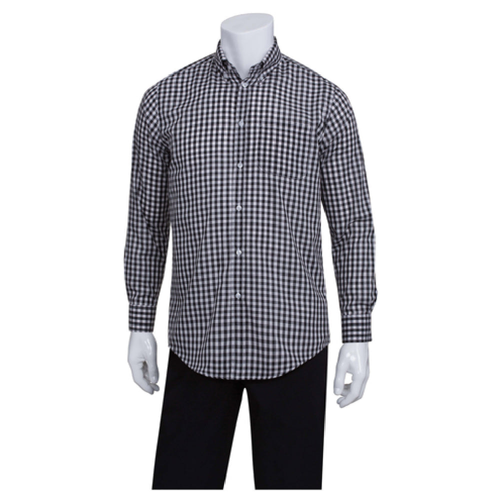 Chef Works D500-BWC-L Men's Gingham Dress Shirt Long Sleeves 2-button Cuffs