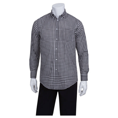 Chef Works D500-BWC-M Men's Gingham Dress Shirt Long Sleeves 2-button Cuffs