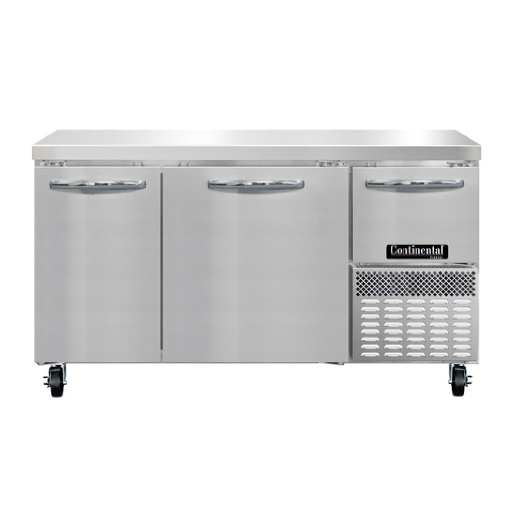 Continental Refrigerator FA60N Freezer Base Worktop Unit 60"W 300 Series Stainless Steel Flat Work Top