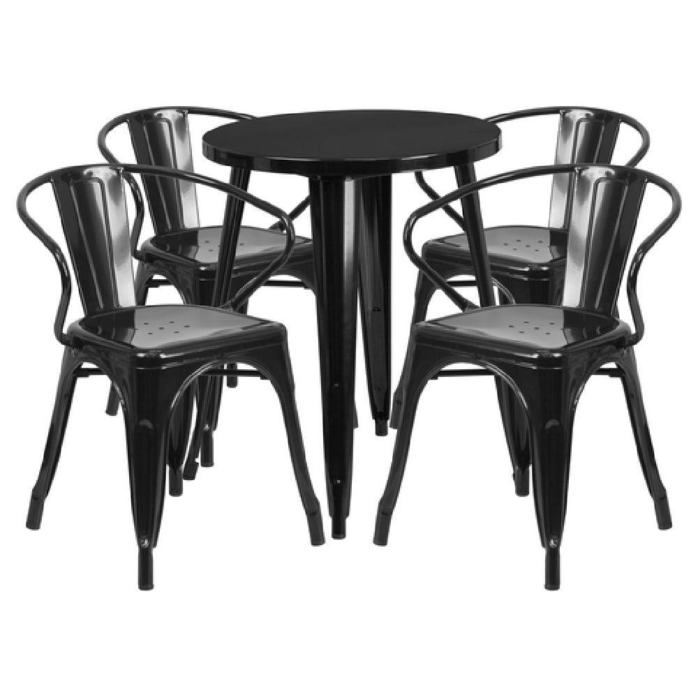 Flash Furniture CH-51080TH-4-18ARM-BK-GG Table And Chair Set Includes (1) 24" Dia. X 29"H Table