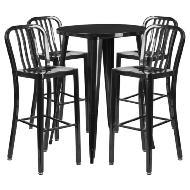 Flash Furniture CH-51090BH-4-30VRT-BK-GG Table And Bar Stool Set Includes (1) 30" Dia. X 41"H Table