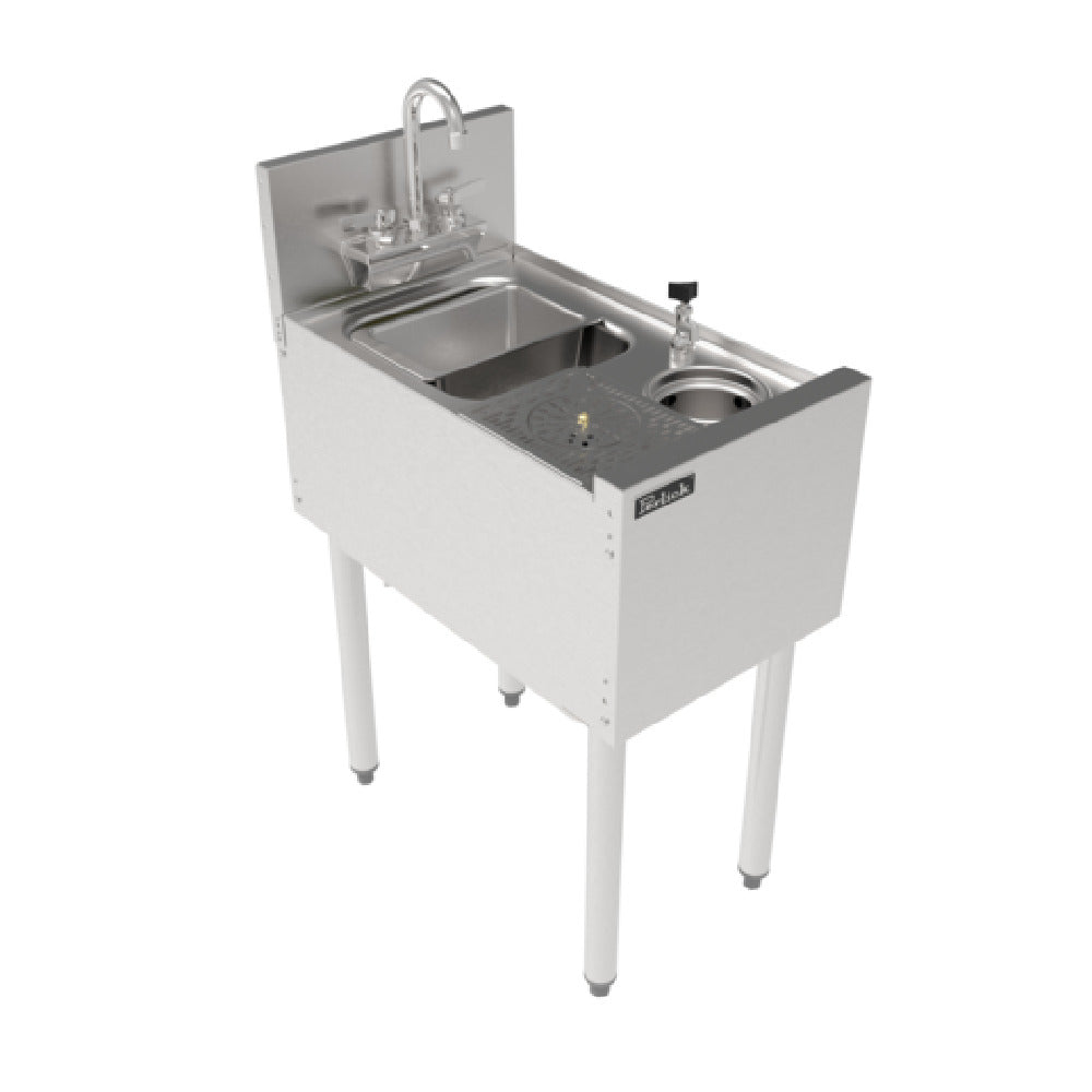 Perlick TSF14PS-SRT TSF Series Underbar Prep Sink 14" W X 24" D X 36" H With Sink Bowl (9.75"W X 10.5" FTB X 6" D)