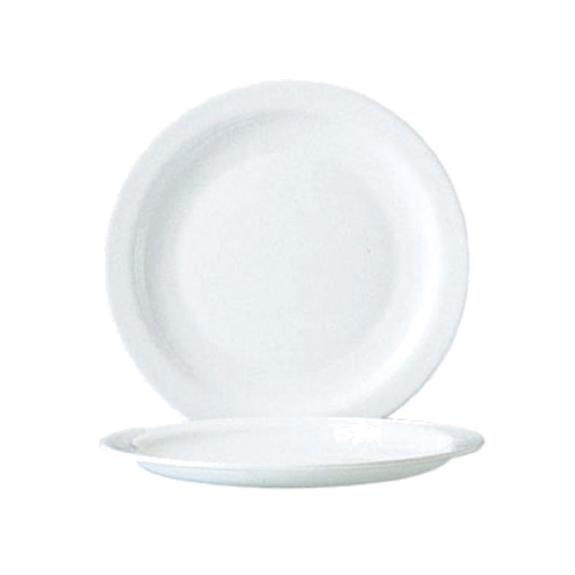 Arc Cardinal 57974 Arcoroc Restaurant White Rim Plate (D:7.5'') Fluorosilicate Opal Glass