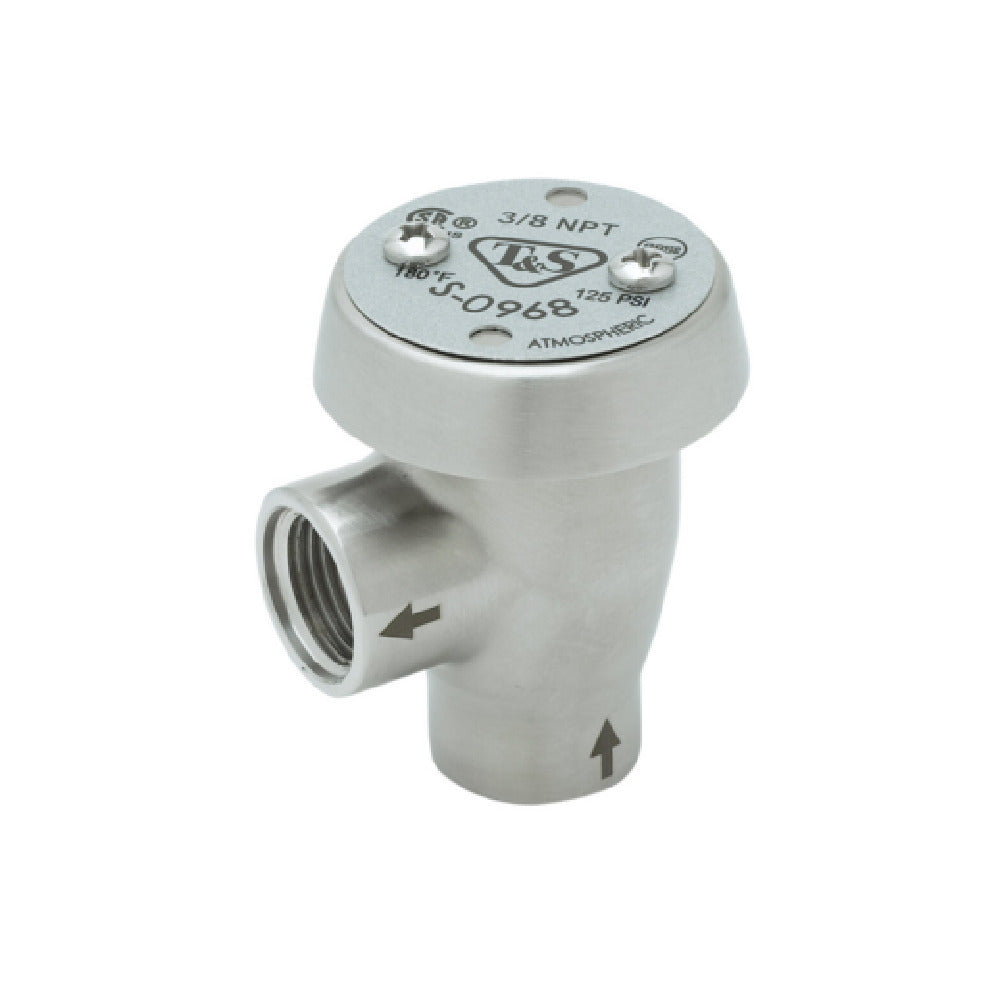 T&S Brass S-0968 Atmospheric Vacuum Breaker With Brushed Body And 3/8" NPT Female Inlet And Outlet