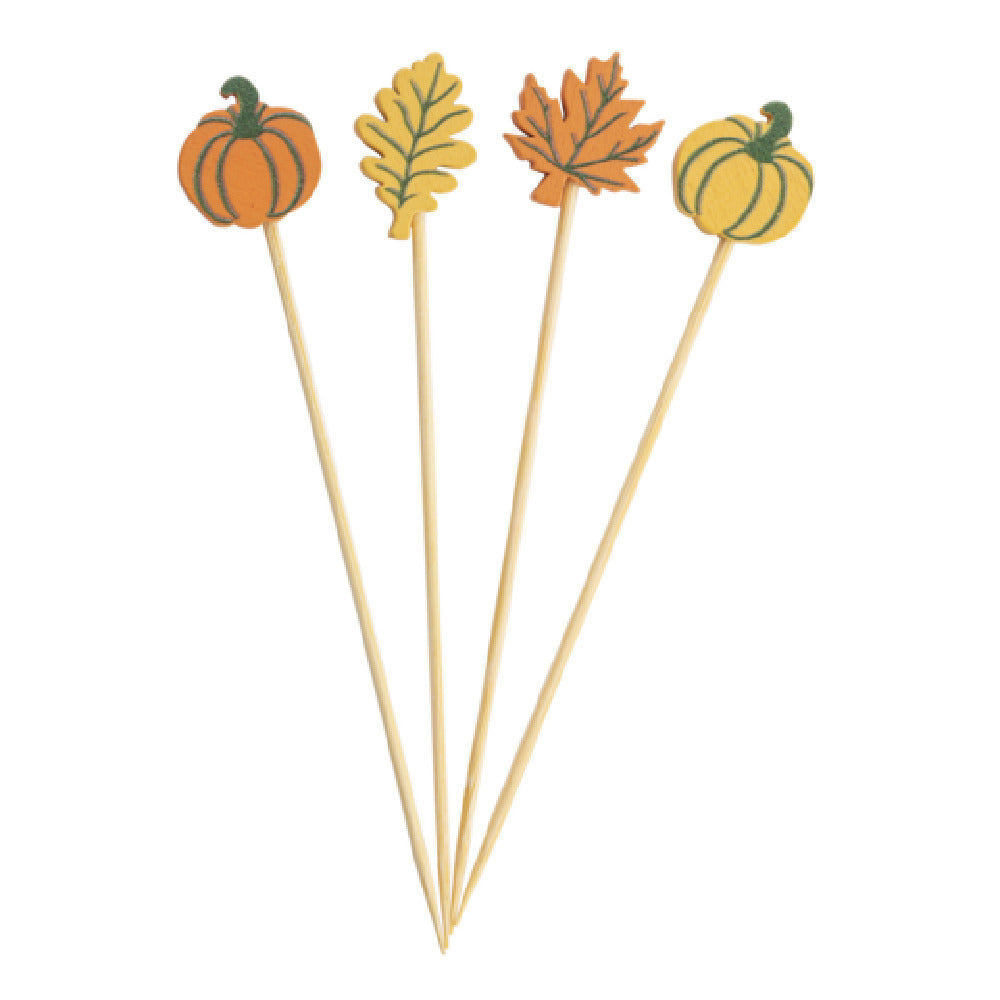 Tablecraft 12140 Decorative Picks Fall Leaves & Pumpkin (assorted) 5/8" X 1/4" X 4-1/2"