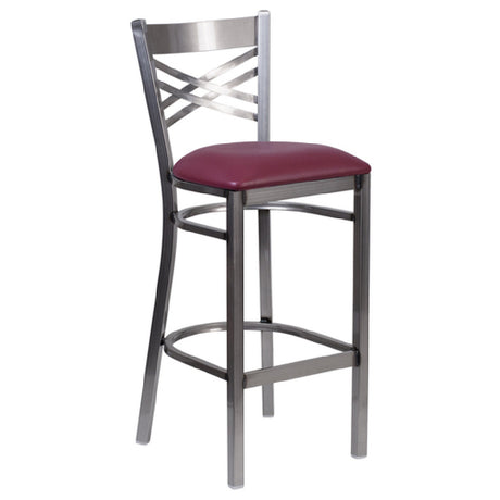 Flash Furniture XU-6F8B-CLR-BAR-BURV-GG Hercules Series Restaurant Bar Stool Metal X Back With Clear Coat Finish