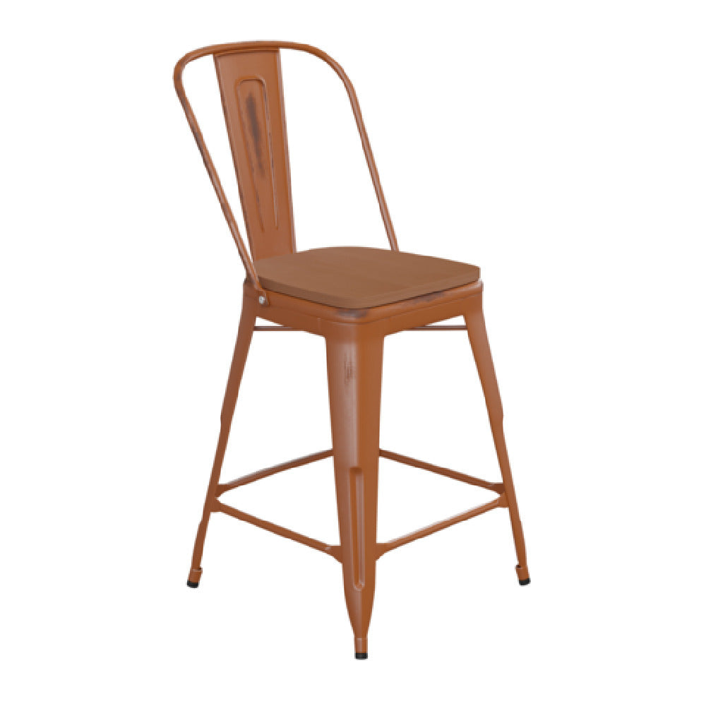 Flash Furniture ET-3534-24-OR-PL1T-GG Carly Bar Stool 500 Lb. Weight Capacity