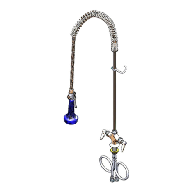 T&S Brass B-0113-08 EasyInstall Pre-Rinse Unit Deck Mount Mixing Faucet Spring Action Gooseneck