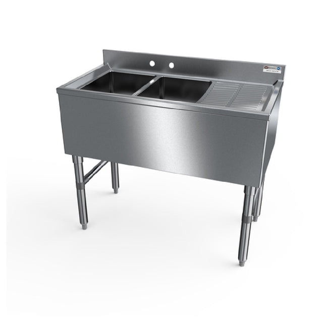 NBR Equipment UW-2-101410-36R Slim-Line Underbar Sink Unit Two-compartment 36"W X 18-1/4"D X 32-1/2"H Overall Size