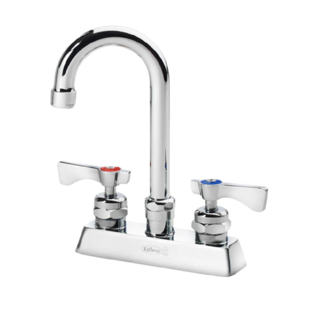 Krowne 15-325L-W-E2 Royal Series 4" Deck Mount Faucet With 3-1/2" Wide Gooseneck Spout